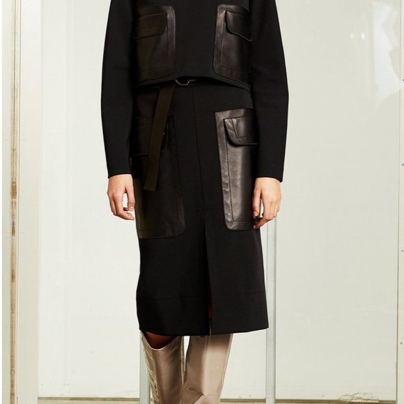 Derek Black Skirt Leather Pockets S/M - Picture 1 of 7